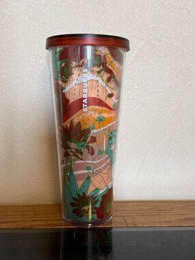 Starbucks Floral Desert Cactus - Themed Insulated Tumbler With Lid 16 oz EUC